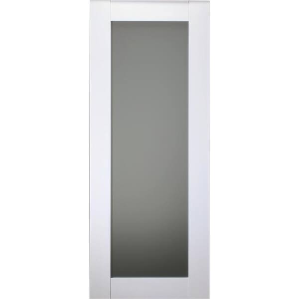Belldinni Smart Pro 207 36 in. x 83.25 in.No Bore Full Lite Frosted Glass Polar White Wood Solid Composite Core Interior Door Slab