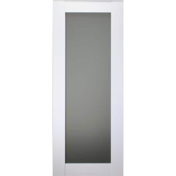 Belldinni Smart Pro 207 18 in. x 95,5 in. No Bore Full Lite Frosted Glass Polar White Wood Solid Composite Core Interior Door Slab