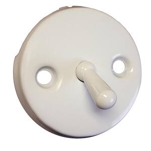 2-Hole Bathtub Waste and Overflow Faceplate with Trip Lever Less Screws in Biscuit