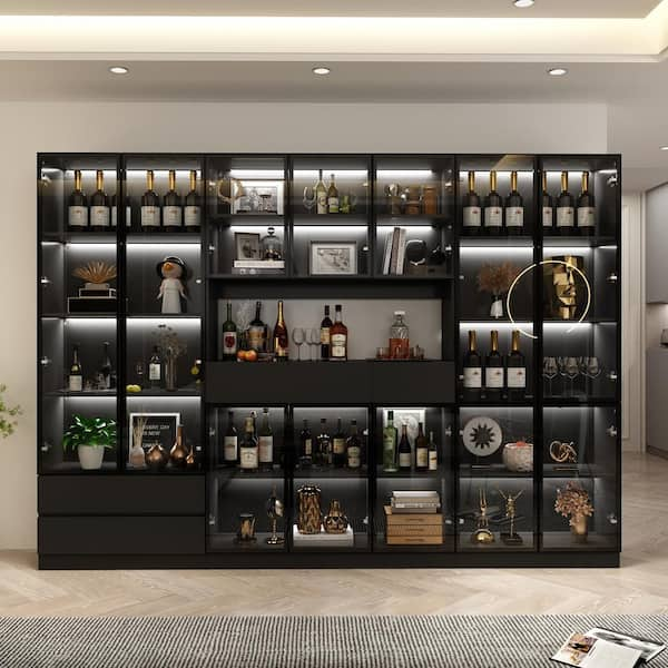 FUFU&GAGA 78.7 in. H Brown Storage Cabinet, Kitchen Organization with Louvered Doors and Adjustable Shelves