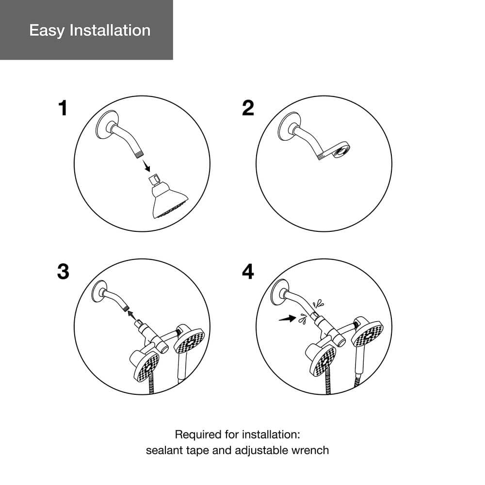 Chrome 2-in-1 Multifunction Handheld and Wall Mounted Shower Head