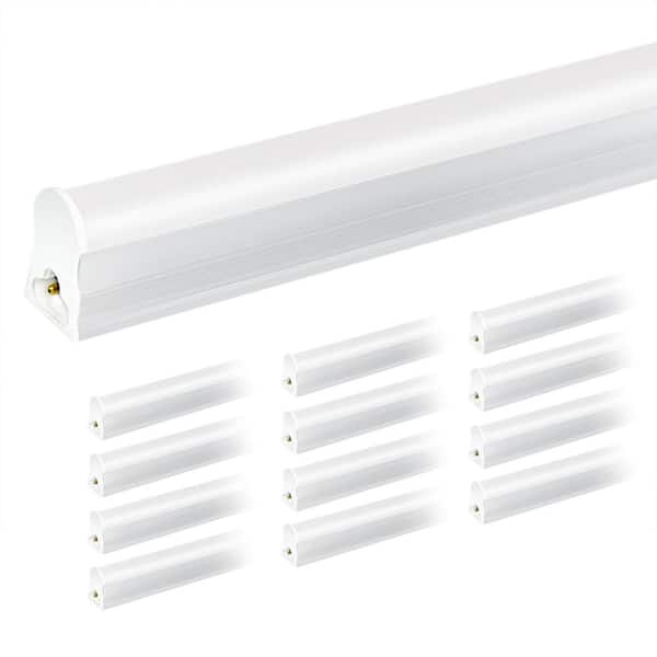 Bieuoram 4 ft. 80-Watt Equivalent T5 LED White Shop Light, 2200LM 5000K, Linkable, ETL Listed, Office Garage Shop Light (12-Pack)