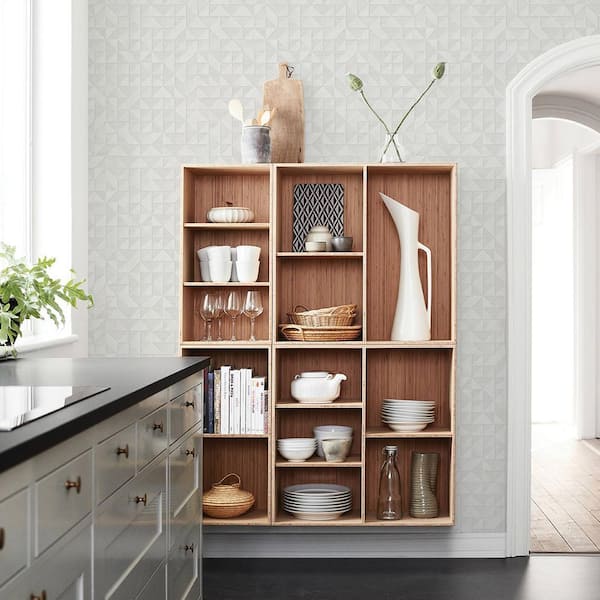 Gallerie Light Grey Triangle Geometric Light Grey Wallpaper Sample