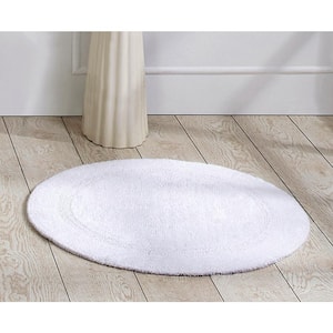 Lux Collection White 30 in. x 30 in. 100% Cotton Reversible Race Track Pattern Bath Rug