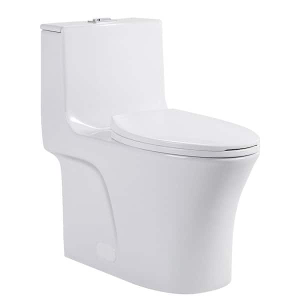 1-Piece 1.1/1.60 GPF Powerful Flush Elongated Toilet in Glossy White, cUPC Certified, WaterSense, ADA, Seat Included