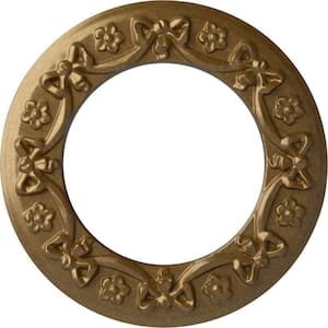 7/8 in. x 12-1/4 in. x 12-1/4 in. Polyurethane Ribbon with Bow Ceiling Medallion, Pale Gold
