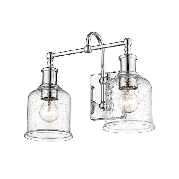 Unbranded Bryant 16 in. 2-Light Chrome Vanity Light with Glass Shade