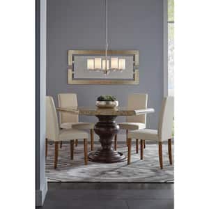 Joelson 24 in. 5-Light Brushed Nickel Transitional Shaded Cylinder Chandelier for Dining Room