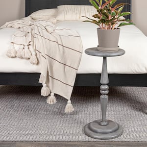 Bishop 12 in. Dove Gray Round Wood End Table with Double Base Thickness