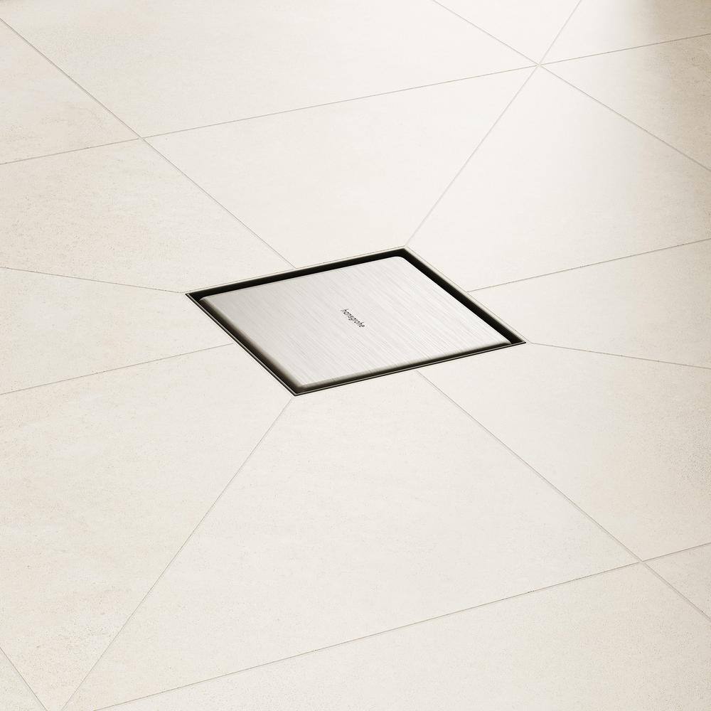 Brushed Stainless Steel 4" x 4" Tileable Shower Drain Set