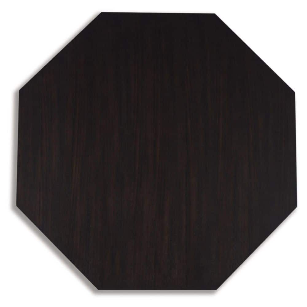 Dark Brown Octagonal Wood Coffee Table with Trapezoid Legs