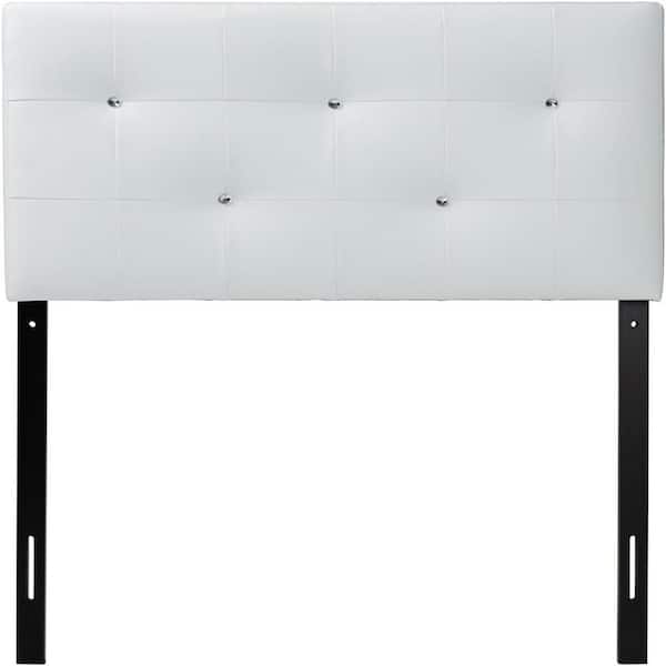 White Twin Upholstered Heaboard, Sturdy Bed-Frame Mount Headboard