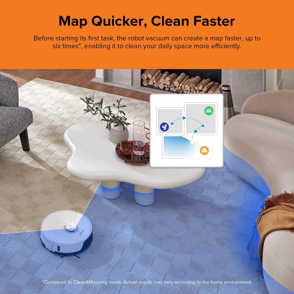 Roborock S8 White Cordless Robot Vacuum and Mop with Smart Mapping