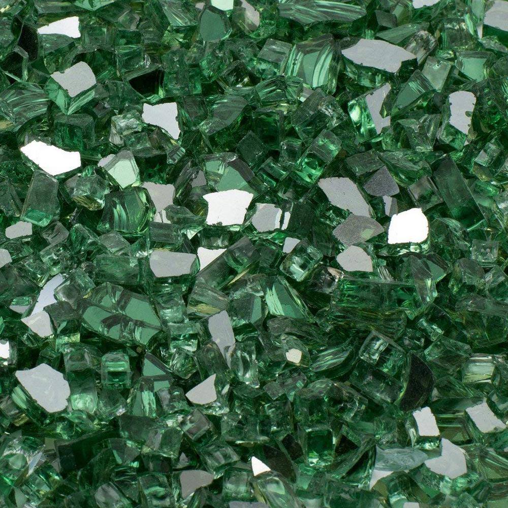 Medium Green Reflective Tempered Fire Glass for Fire Pits