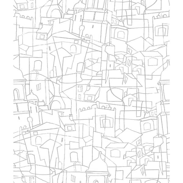 34 sq. ft. Cubist Cityscape Premium Peel and Stick Wallpaper