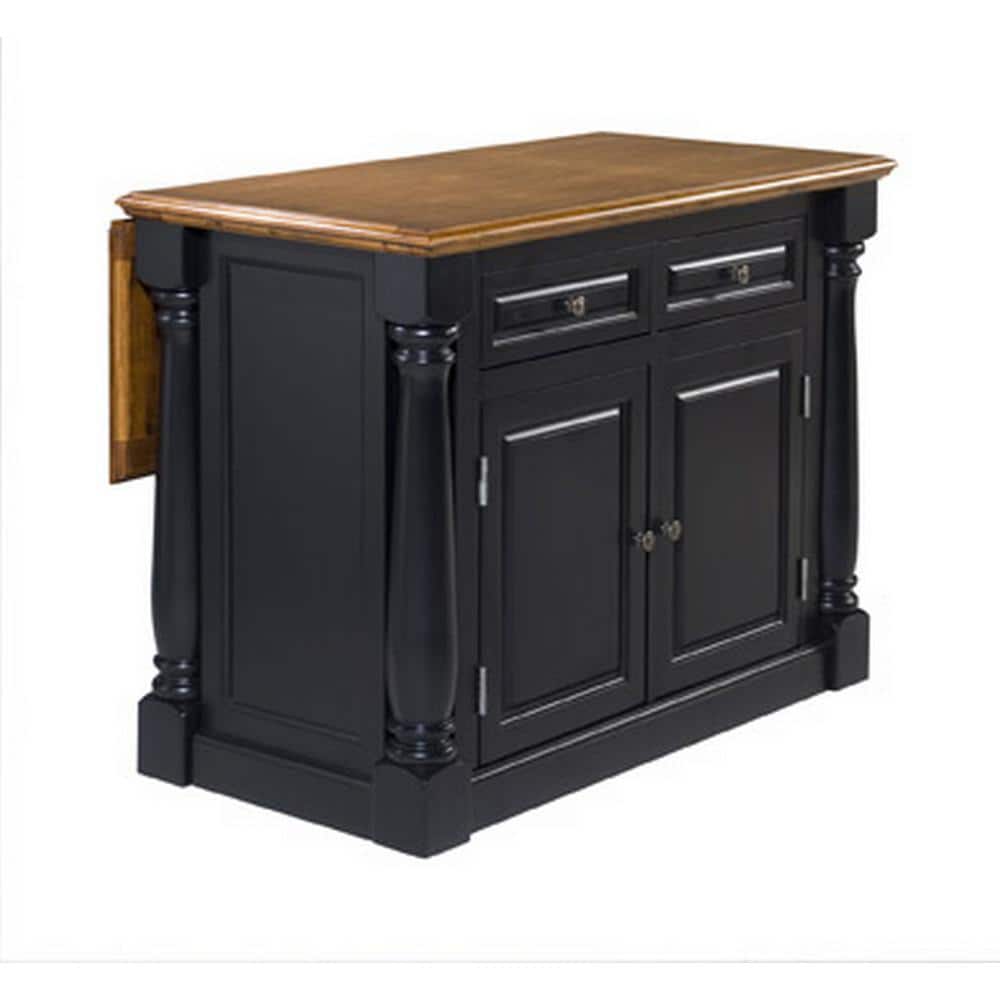 Monarch Black Kitchen Island with Hardwood Top and Drop Leaf