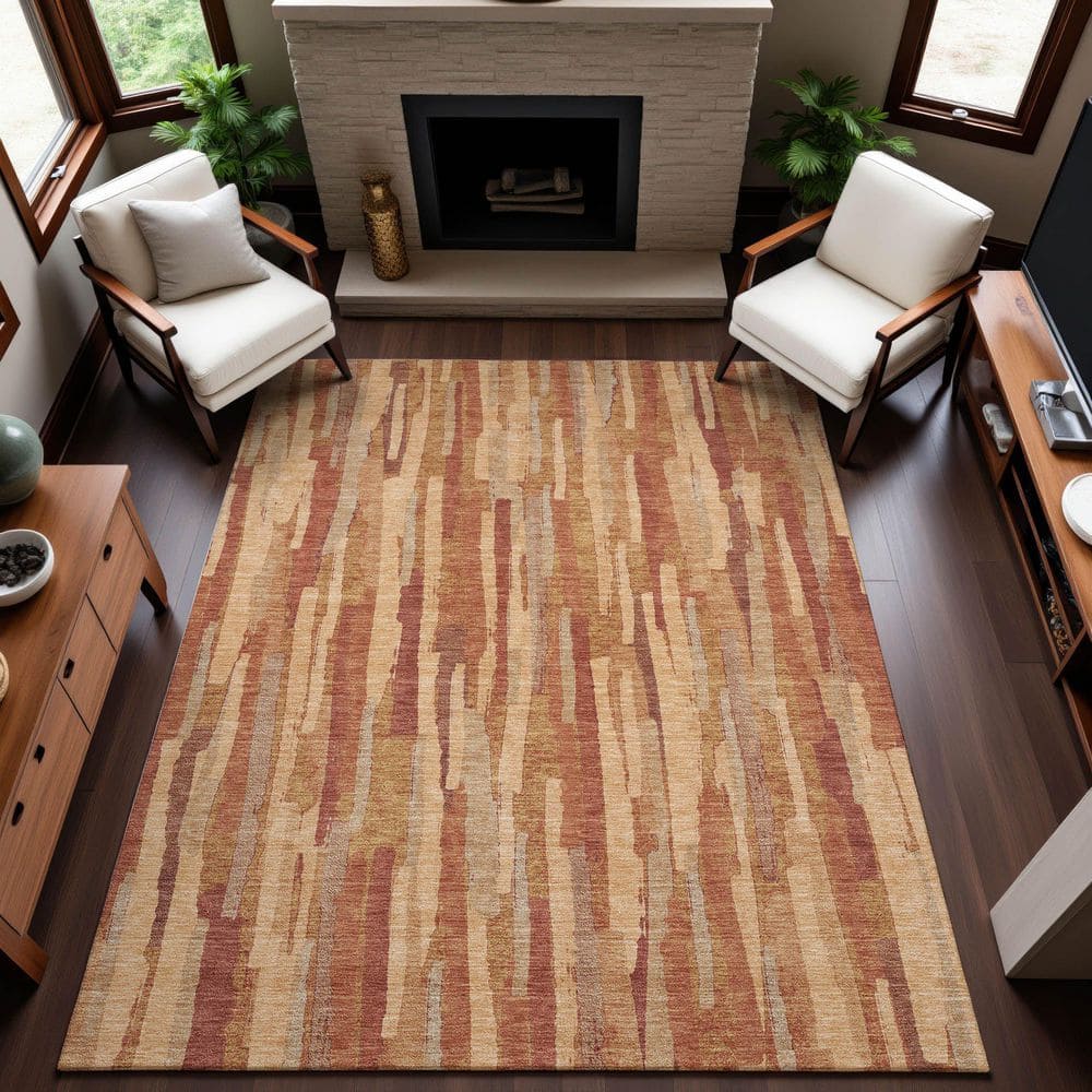 Mayfield Premium Machine Washable Abstract AMF1314 Salmon 9 ft. x 12 ft. Area Rug price history on PriceWatchPro