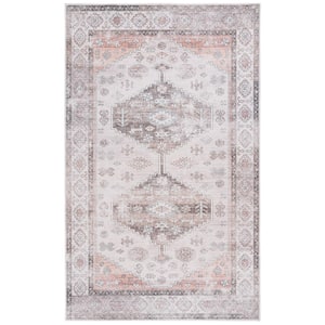 Arizona Beige/Taupe 6 ft. x 9 ft. Distressed Border Ornate Machine Washable Area Rug