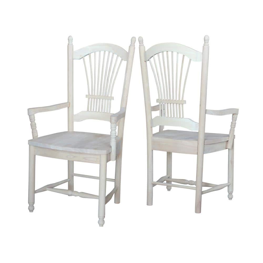Traditional Sheafback Solid Wood Dining Chair in Unfinished Brown