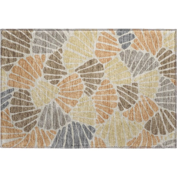Mayfield Premium Machine Washable Abstract AMF2384 Copper 3 ft. x 4 ft. Area Rug
