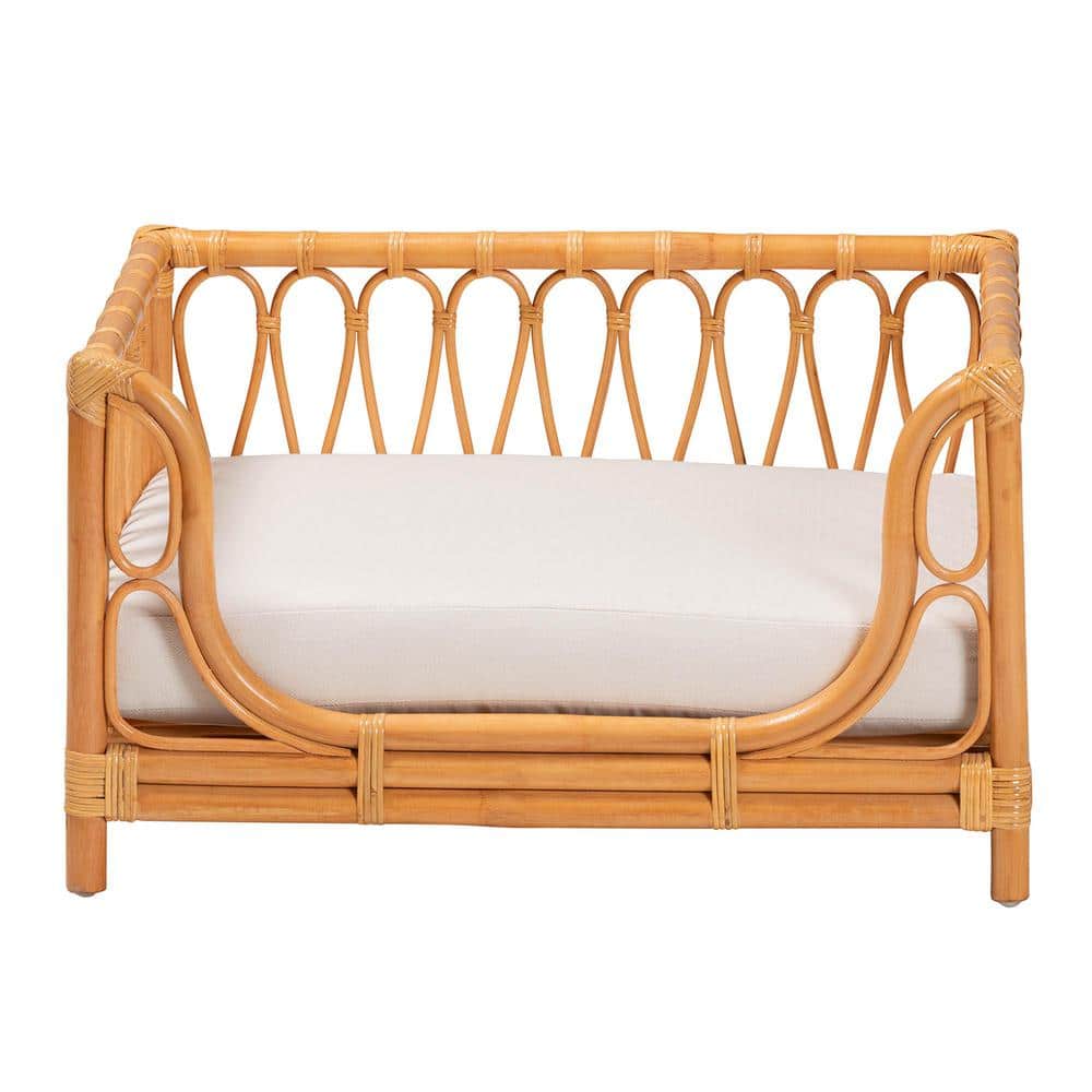 Kierra Small Honey Rattan Bohemian Elevated Pet Bed