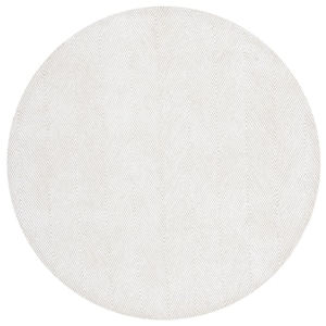 Soho Ivory/Beige 4 ft. x 4 ft. Solid Color Chevron Round Area Rug
