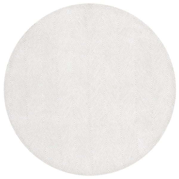 Soho Ivory/Beige 6 ft. x 6 ft. Solid Color Chevron Round Area Rug