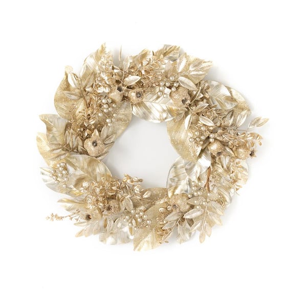 SULLIVANS 24" Artificial Magnolia and Pomegranate Wreath