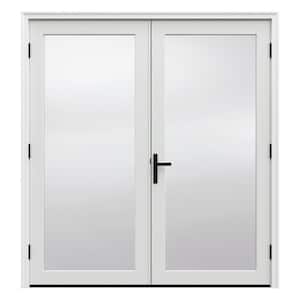 F-4500 72 in. x 80 in. White Left Hand/Outswing Primed Fiberglass French Patio Door Kit with Impact Glass