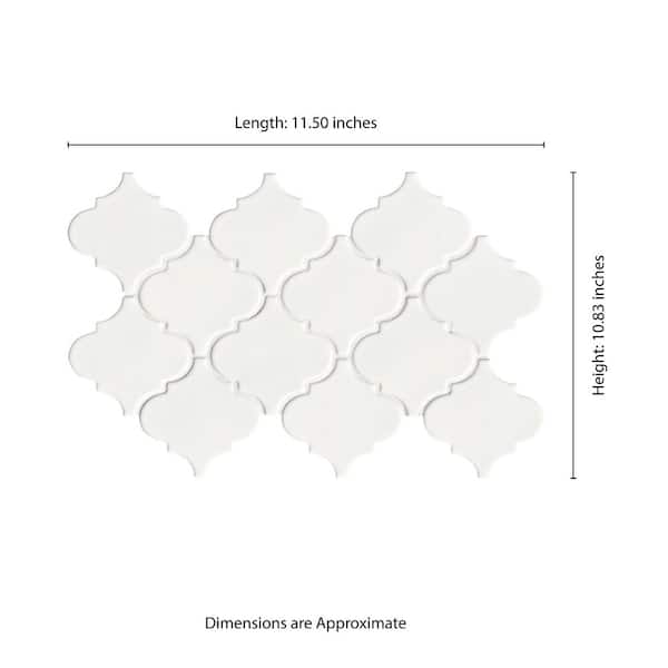 MSI Whisper White 11x15 in. Glossy Ceramic Arabesque Mosaic Tile