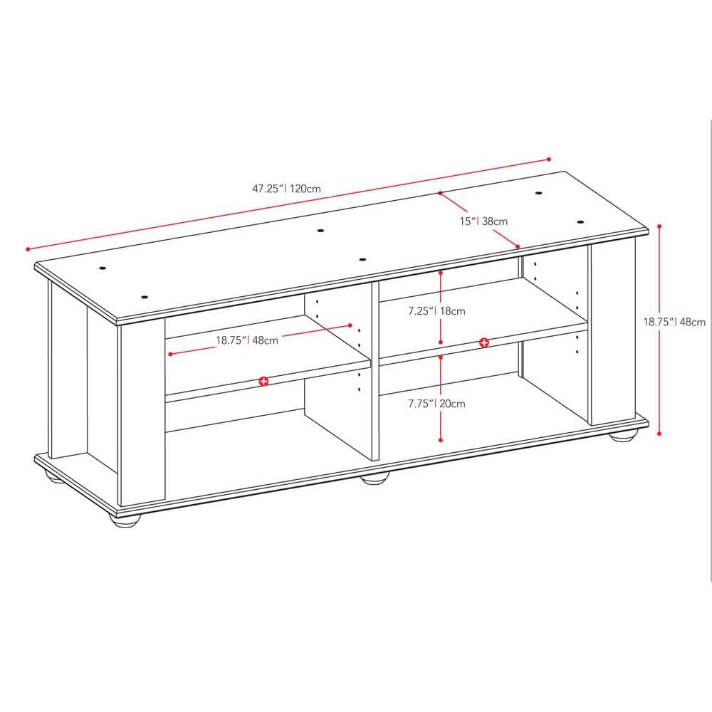 Ravenwood Black 51" MDF TV Stand with Open Shelving
