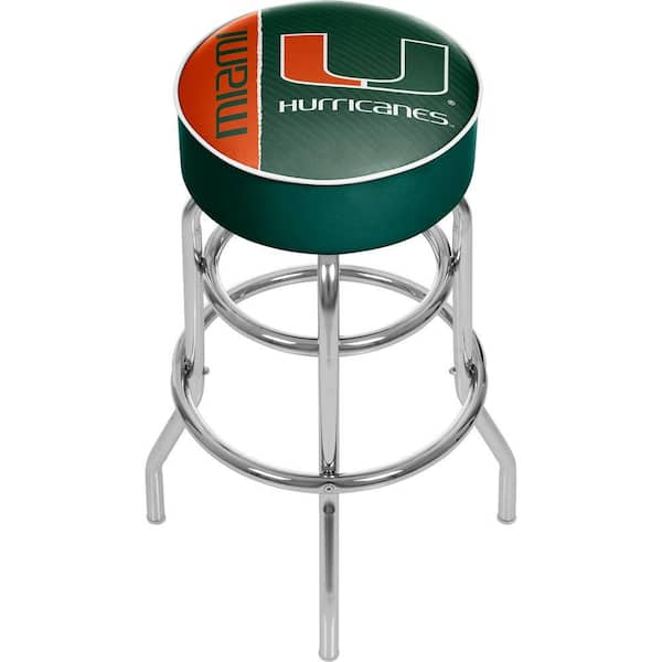 Trademark University of Miami Text 31 in. Chrome Padded Bar Stool