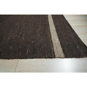Brown Hand-Woven Wool Contemporary Natural Wool Flat Rug, 10' x 14', Area Rug