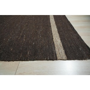 Brown 10 ft. x 14 ft. Hand-Woven Wool Contemporary Natural Wool Flat Rug Area Rug