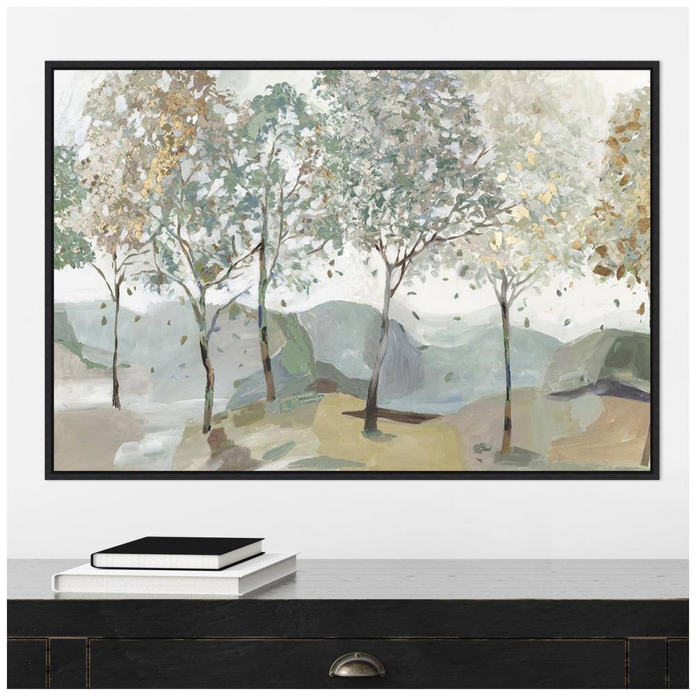 Breezy Landscape Trees I Black Framed Canvas Wall Art