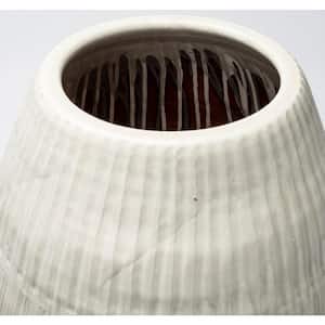 Reyan Small 21.3 in. Pearl White Ceramic Striped Vase
