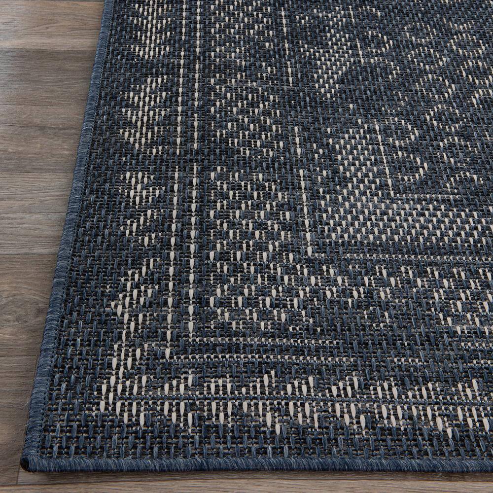 Blue Geometric Synthetic Flat Woven 5' x 7' Area Rug