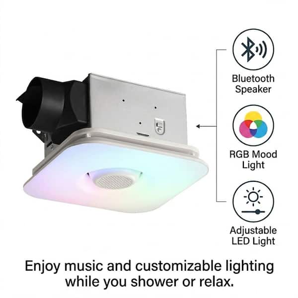 110 CFM Ceiling Bathroom Exhaust Fan with Bluetooth Speaker and Adjustable CCT LED Lights and RGB Light