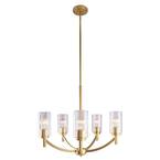 Devora 5-Ligth Antique Gold and Clear Glass Chandelier
