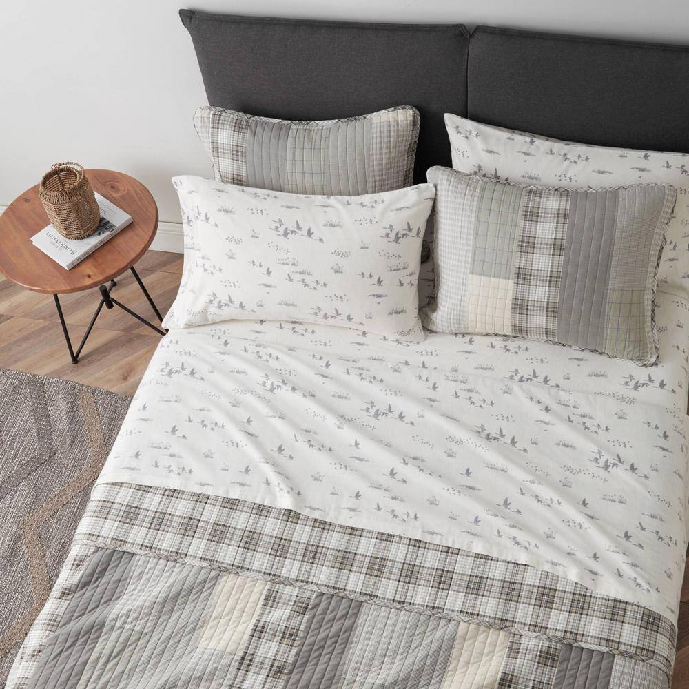 Twin Gray Cotton Flannel Deep Pocket Sheet Set