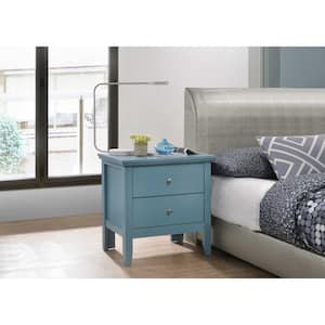 Primo 2-Drawer Teal Nightstand (24 in. H x 19 in. W x 15.5 in. D)