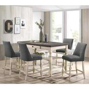 Besta 5-Piece Ivory and Dark Gray Counter Height Table Set