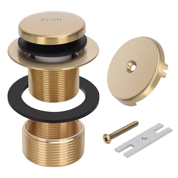 1-Piece Tip Toe Tub Drain Trim Kit in Brushed Gold, One Hole Overflow Faceplate Included, for Household Bathtub Drain