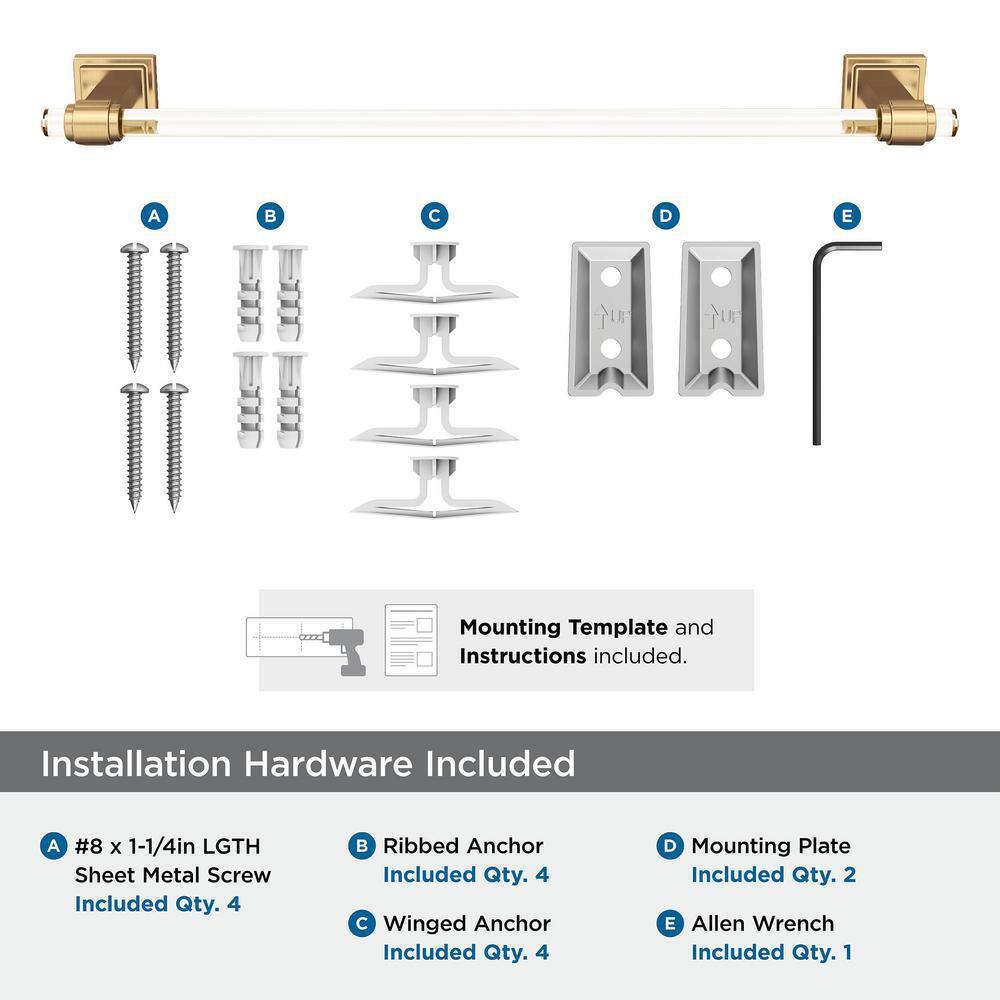 Clear and Champagne Bronze 18" Wall Mounted Towel Bar