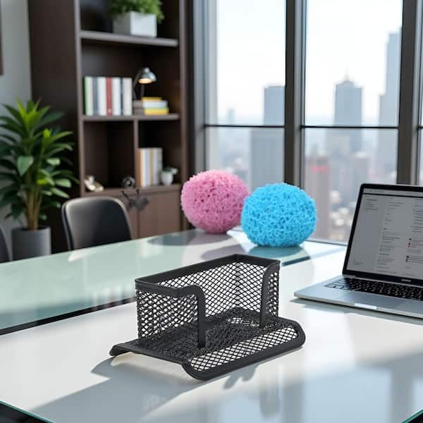 Mesh Metal Business Card Holder Money Clip Sleek Black Organizer for Office Desk Card Storage Display Stand