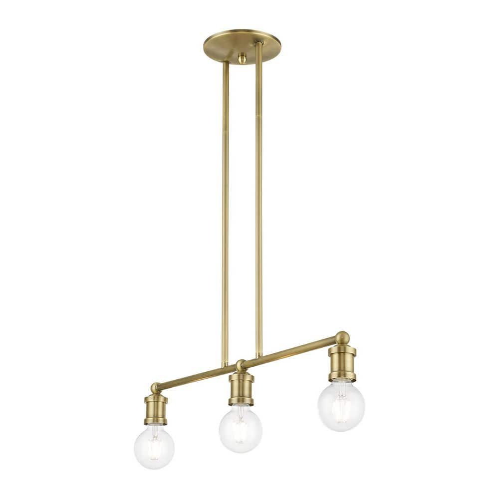 Lansdale Antique Brass 3-Light Linear Chandelier