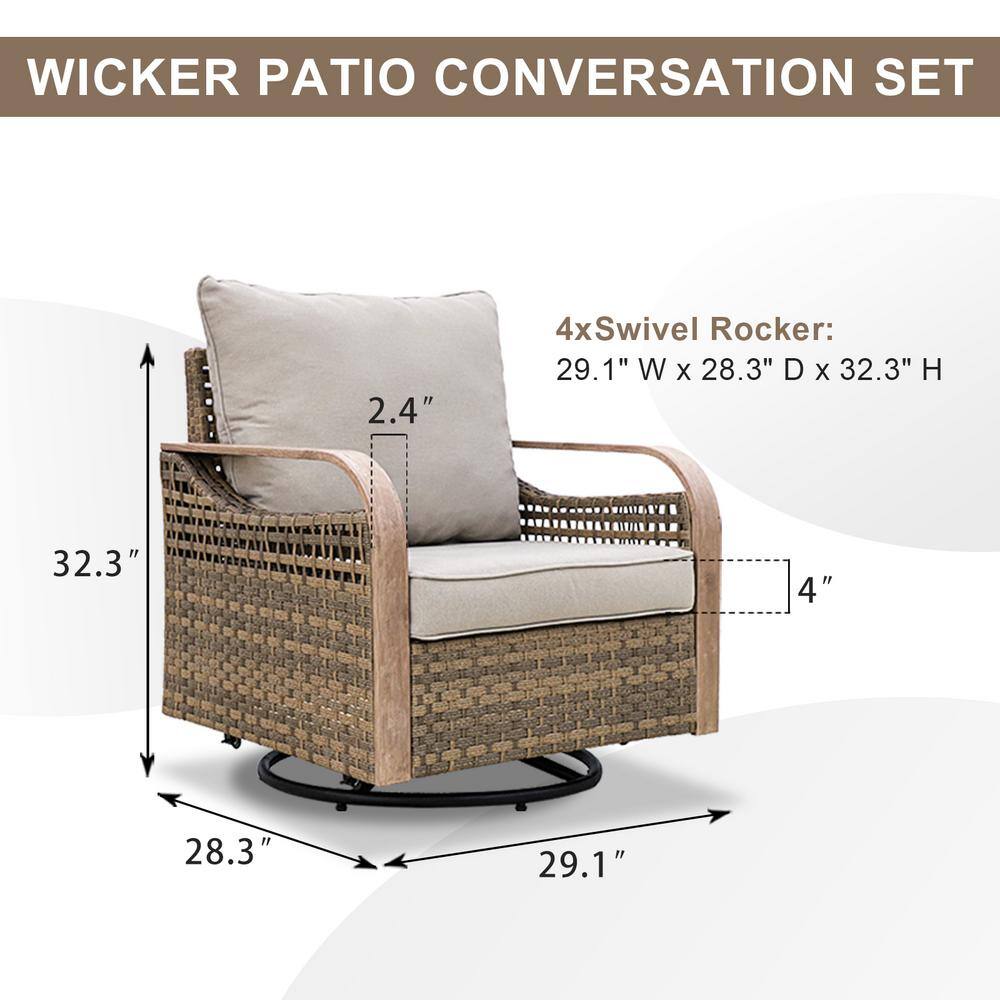 Belord Wicker Swivel Rocker Chair with Arms