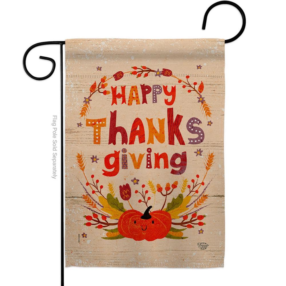 Ornament Collection 13 in. x 18.5 in. Thanks Giving Garden Flag Double-Sided Fall Decorative Vertical Flag