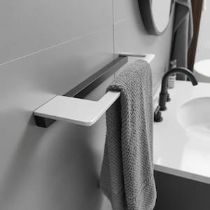 4-Piece Bath Hardware Set with Towel Bar Hand Towel Holder Toilet Paper Holder Towel Hook Modern Square in Matte Black