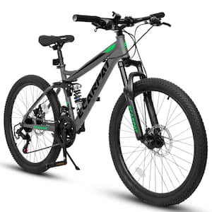 Huluwat 26 in. Gray Steel Durable Frame Mountain Bike, 21-Speed